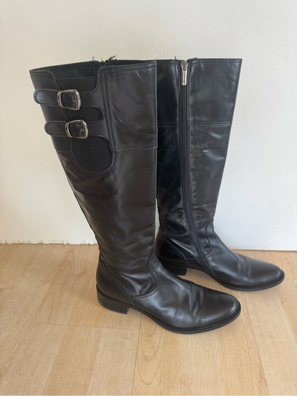 Virle made in Italy Classic Women's Tall Riding Boots - Black Leather